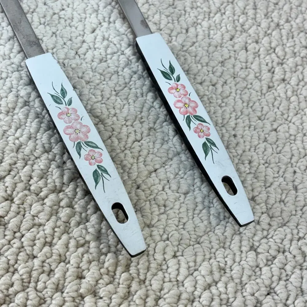 Peach Blossom Slotted & Basting Spoon Set of 2 Vintage Kitchen Utensils Retro